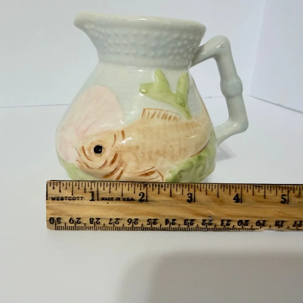 Shorter & Son Staffordshire England Hand Painted Fish Jug Ceramic Pitcher COA